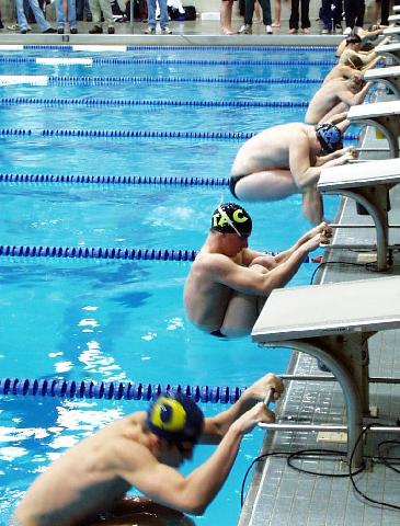 Start of Senior Men's B Final 200 yd Backstroke